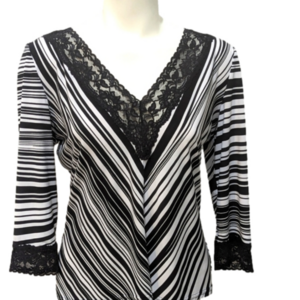 Joseph Ribkopf black and white Chevron blouse, sz 12